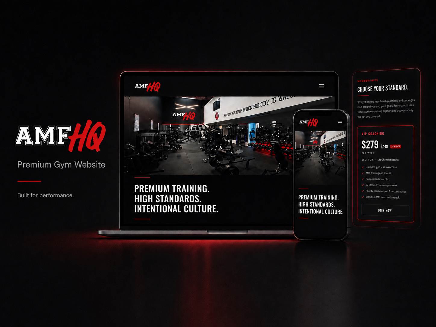 AMF HQ website shown on laptop and phone