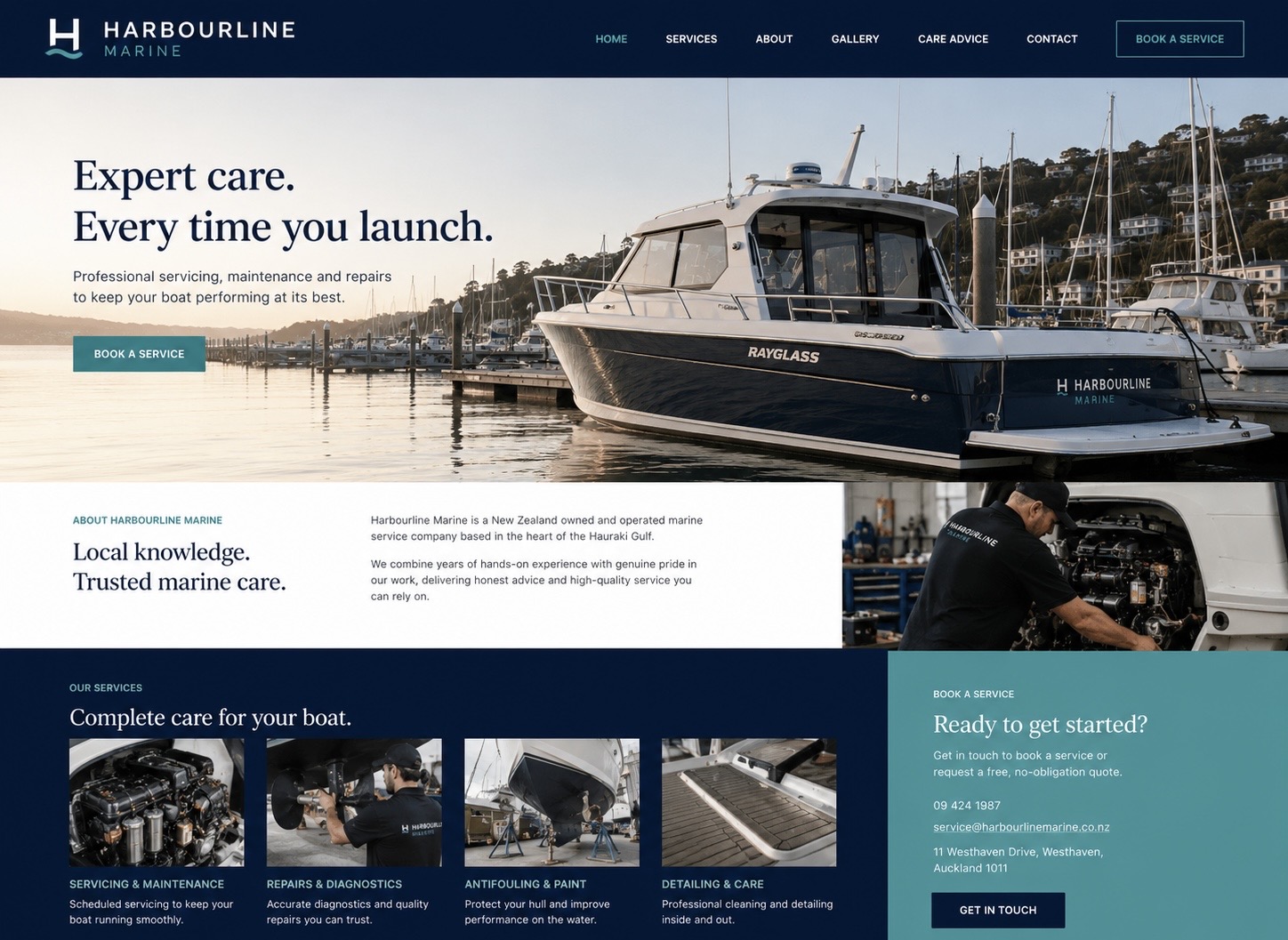 Harbourline Marine website design concept